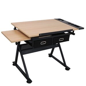 NOVA MICRODERMABRASION Adjustable Height Drafting Desk Drawing Table Tiltable Tabletop for Reading, Writing Art Craft w/Stool and Drawers