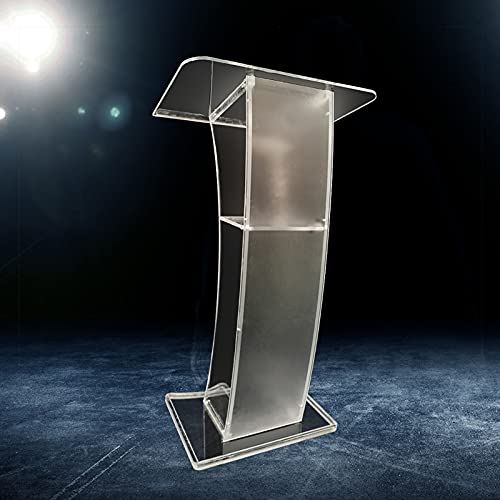 Conference Pulpit Acrylic Transparent Podium Clear Church Lectern Pulpit Office with Light and Remote Control 24x16x43 Inch (Without LED and Remote Control)