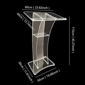 Conference Pulpit Acrylic Transparent Podium Clear Church Lectern Pulpit Office with Light and Remote Control 24x16x43 Inch (Without LED and Remote Control)