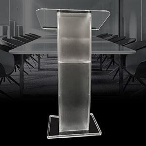 Conference Pulpit Acrylic Transparent Podium Clear Church Lectern Pulpit Office with Light and Remote Control 24x16x43 Inch (Without LED and Remote Control)