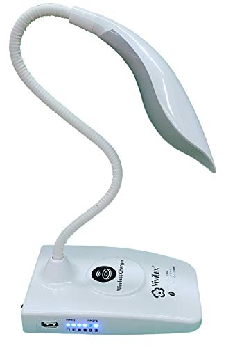 ViviLux LED Task Lamp with Wireless Charger, USB Port and Flexible Neck; Rechargeable Battery Powered, Lightweight and Compact Desk or Table Lamp for School, Work, Hobbies, Crafts, Reading and More