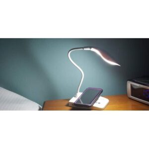 ViviLux LED Task Lamp with Wireless Charger, USB Port and Flexible Neck; Rechargeable Battery Powered, Lightweight and Compact Desk or Table Lamp for School, Work, Hobbies, Crafts, Reading and More