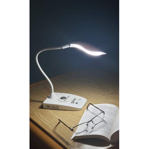 ViviLux LED Task Lamp with Wireless Charger, USB Port and Flexible Neck; Rechargeable Battery Powered, Lightweight and Compact Desk or Table Lamp for School, Work, Hobbies, Crafts, Reading and More