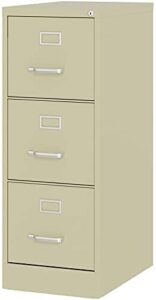 hirsh 22-in deep 3 drawer – letter width – vertical metal file cabinet – putty/beige – commerical grade – fully assembled