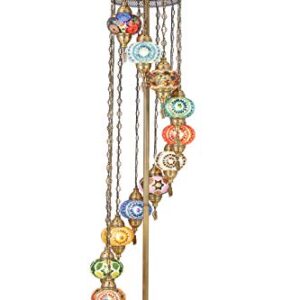 DEMMEX 2021 Turkish Moroccan Colorful Mosaic Multicolor 11 Big Globes Tallest Boho Floor Lamp for Living Room Bedroom Office, Customizable (11 Shades - 7feet)