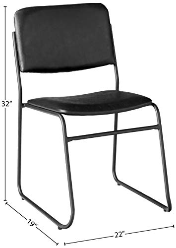 Flash Furniture 4 Pk. HERCULES Series 1000 lb. Capacity High Density Black Vinyl Stacking Chair with Sled Base