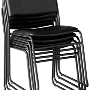 Flash Furniture 4 Pk. HERCULES Series 1000 lb. Capacity High Density Black Vinyl Stacking Chair with Sled Base