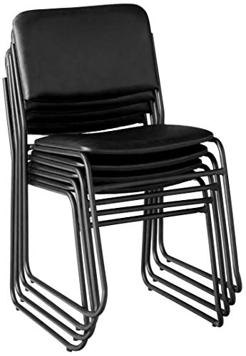 Flash Furniture 4 Pk. HERCULES Series 1000 lb. Capacity High Density Black Vinyl Stacking Chair with Sled Base