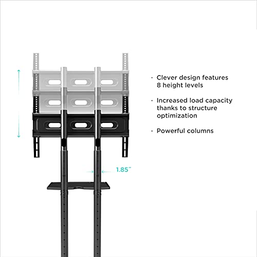 ONKRON Mobile TV Stand with Wheels Rolling TV Stand for 40-65 Inch LED LCD Flat or Curved Screen TVs up to 100 lbs - Height Adjustable TV Cart with Shelves - max VESA 600x400 (TS1351) Black