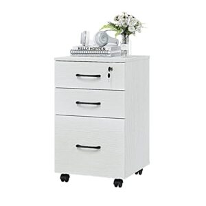 yq funlis 3 drawer mobile file cabinet with lock under desk storage drawers small file cabinet for home office,white