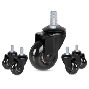 Hirate 5 Pack Office Chair Casters with 3/8"-16UNC Threaded Stem(English Unit), 2" Durable Swivel Stem Gaming Chairs Casters Replacement Smooth Rolling Safe for Hardwood Tile Floors