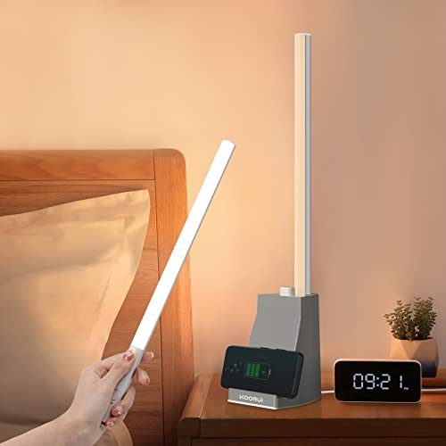 KOORUI LED Desk Lamp with Wireless Charger for Table Bedroom Bedside Office Study, Table Lamp with 3 Lighting Modes & Detachable