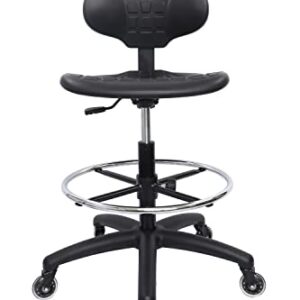 CHAIR MASTER (Tall Bench Stool, Rubber Roller Blade Stye Casters) Easy to Clean! Ergonomic Polyurethane Drafting Stool. Seat Height Range 24"-34". Home Office Lab Workstation.