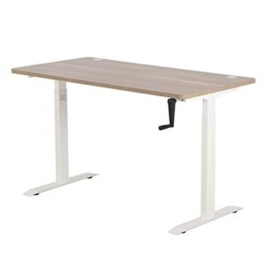 unicoo – primum quality 55.12 x 27.6 inch crank height adjustable standing desk, sit to stand up desk, home office computer table (white frame/ancient oak top-55in-crank)