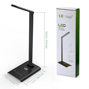 LE Dimmable LED Desk Lamp, 7 Brightness Levels, Eye Protection Design Reading Lamp, Touch Sensitive Control, 6W Folding Table Lamp, Daylight White