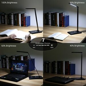 LE Dimmable LED Desk Lamp, 7 Brightness Levels, Eye Protection Design Reading Lamp, Touch Sensitive Control, 6W Folding Table Lamp, Daylight White