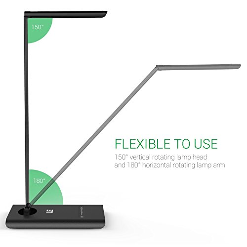 LE Dimmable LED Desk Lamp, 7 Brightness Levels, Eye Protection Design Reading Lamp, Touch Sensitive Control, 6W Folding Table Lamp, Daylight White