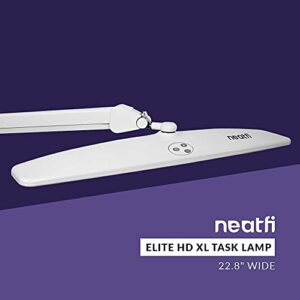 Neatfi Elite HD XL Task Lamp with Clamp, 1360 Lumens, 84PCS SMD LED, 6000-7000K, Super Bright Desk Lamp, Non-Polar Dimming (22 Inches, White)