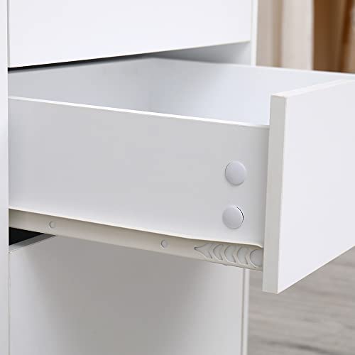 WOODWORTH 3 Drawers Storage Cabinet, Wooden Mobile Filing Cabinet for Mini Printer Stand, with Lockable Casters, for Home Office (3-Drawers, White)
