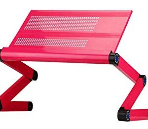 Goldball Portable Laptop Computer Desk Adjustable Vented Laptop Table Portable Bed Tray Book Stand Multifunctional & Ergonomics Design Dual Layer 17” Laptop Computers or Smaller (Rose Red)