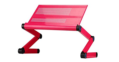 Goldball Portable Laptop Computer Desk Adjustable Vented Laptop Table Portable Bed Tray Book Stand Multifunctional & Ergonomics Design Dual Layer 17” Laptop Computers or Smaller (Rose Red)