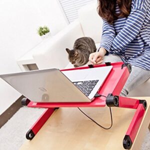 Goldball Portable Laptop Computer Desk Adjustable Vented Laptop Table Portable Bed Tray Book Stand Multifunctional & Ergonomics Design Dual Layer 17” Laptop Computers or Smaller (Rose Red)