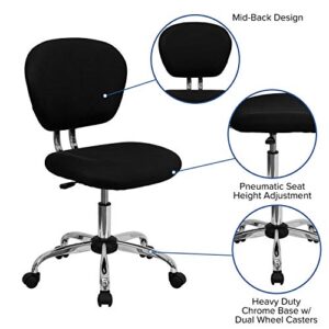 Flash Furniture Mid-Back Black Mesh Padded Swivel Task Office Chair with Chrome Base