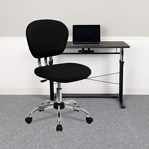 Flash Furniture Mid-Back Black Mesh Padded Swivel Task Office Chair with Chrome Base