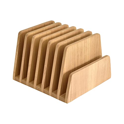 KIRIGEN Desktop File Document Holder Stand 7 Slots Mail Paper Organizer Desk Sorter Holder for File Document Organizer Stand for Home Office Natural (7KWJJ-NA)