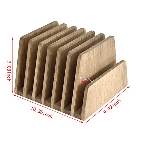 KIRIGEN Desktop File Document Holder Stand 7 Slots Mail Paper Organizer Desk Sorter Holder for File Document Organizer Stand for Home Office Natural (7KWJJ-NA)