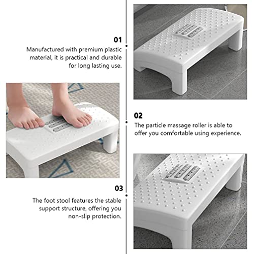 Milisten 1 Pc Foot Rest Under Desk Footrest, White Massage Foot Stool to Reduce Leg Pressure for Home Office