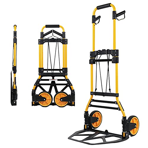 Oyoest Folding Hand Truck and Dolly,440 Lbs Capacity Portable Aluminum Luggage Cart with Telescoping Handle and Rubbers,Portable Dolly cart for Luggage/Personal/Travel/Mobile/Office Use.