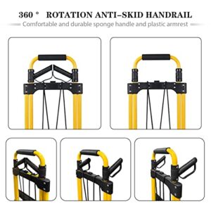 Oyoest Folding Hand Truck and Dolly,440 Lbs Capacity Portable Aluminum Luggage Cart with Telescoping Handle and Rubbers,Portable Dolly cart for Luggage/Personal/Travel/Mobile/Office Use.