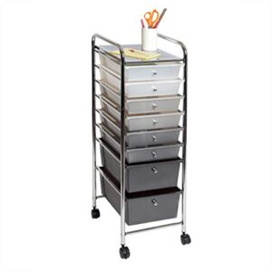 seville classics 8-drawer multipurpose mobile rolling utility storage bin organizer cart, gradient gray