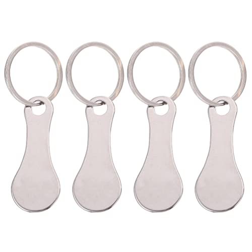 Kisangel 4Pcs Metal Shopping Trolley Tokens Shopping Cart Coin Quarter Portable Key Rings for Convenient Shopping Cart, Silver