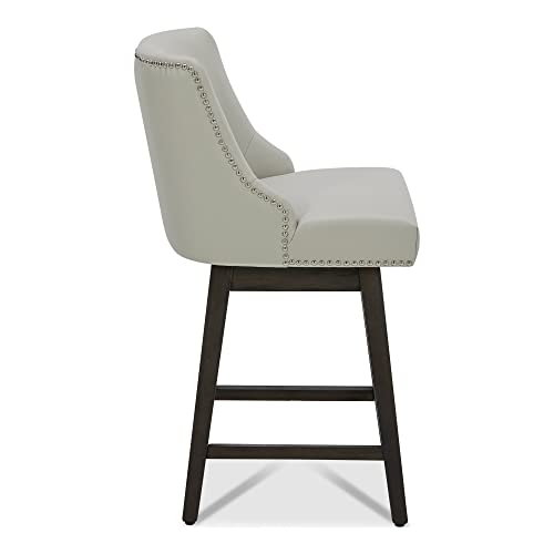 CHITA Counter Height Swivel Barstool,26" H Seat Height Upholstered Bar Stool,360° Free Swivel Barstools with Comfortable Foam Cushioning,Creamy Gray