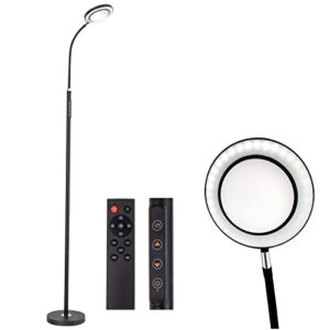 xxean super bright led floor lamp with remote,22w dimmable standing lamp for bedroom,adjustable 10 levels brightness tall lamp with timer,touch control black floor lamp for living room