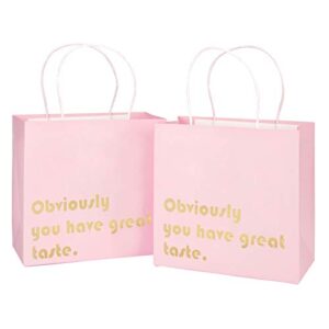 wrapaholic you have great taste gift bags – medium size pink gold foil business thank you bags, shopping bags – 12 pack – 10″ x 5″ x 10″