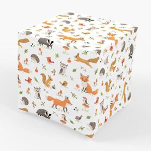 Stesha Party Forest Woodland Animal Wrapping Paper - Folded Flat 30 x 20 Inch (3 Sheets)