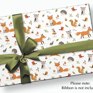 Stesha Party Forest Woodland Animal Wrapping Paper - Folded Flat 30 x 20 Inch (3 Sheets)