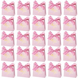 80 pack small thank you gift bags boxes mini pink party favor gift bags with pink bow ribbon treat boxes mini paper bags for wedding baby shower party favors bridesmaid celebration