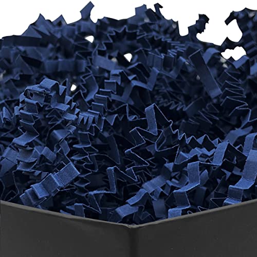 Cutcatwing 4 OZ Navy Blue Crinkle Cut Paper Shred Filler Easter Grass Shredded Raffia Tissue Craft Bedding Cushion Recycled for Small Bag Packing and Filling Gift Baskets Decor