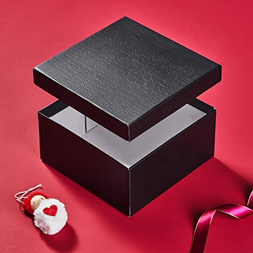 JCXPACK 12PCS 8 x 8 x 4 inches Elegant Black Gift Boxes,Rigid Gift Boxes with Lids, Black Present Packaging Box with Lids, Decorative Gift Wrap Boxes Bulk for Crafting