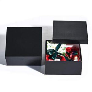 JCXPACK 12PCS 8 x 8 x 4 inches Elegant Black Gift Boxes,Rigid Gift Boxes with Lids, Black Present Packaging Box with Lids, Decorative Gift Wrap Boxes Bulk for Crafting