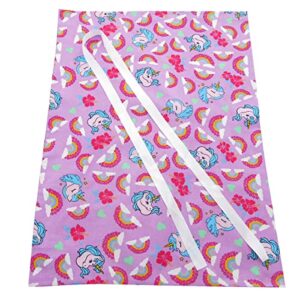 VZWraps Unicorn and Rainbows Reusable Fabric Gift Bag for Birthdays, Baby Showers, or Any Occasion (Large, 20 Inches Wide by 27 Inches High)