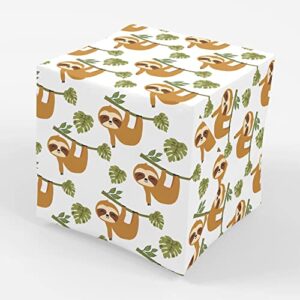 stesha party sloth wrapping paper gift wrap for kids – folded flat 30 x 20 inch – 3 sheets