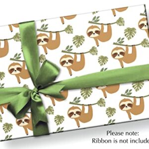 Stesha Party Sloth Wrapping Paper Gift Wrap for Kids - Folded Flat 30 x 20 Inch - 3 Sheets