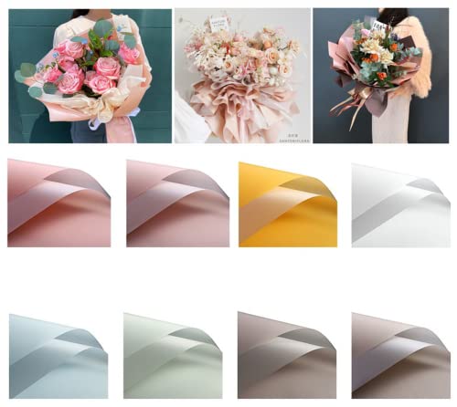 XICHEN 24 Counts /8 Colors Florist Bouquet Supplies,DIY Crafts,Gift Packaging or Gift Box Packaging, pearl and matte two-color Double sided flowers wrapping paper 22.8x22.8Inch