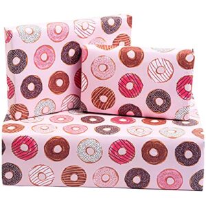 central 23 – pink wrapping paper for women – colourful donuts – 6 gift wrap sheets for birthdays girls kids new baby – recyclable