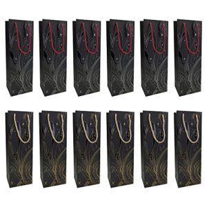 yonnor wine gift bag, 12 pack gold foil wine bags with matching tags, wine bags for wine bottles in black